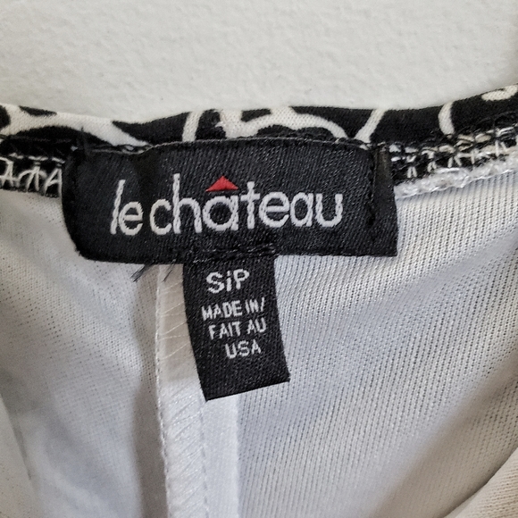 90s Vintage: Le Chateau Black & White floral dress - Picture 3 of 8